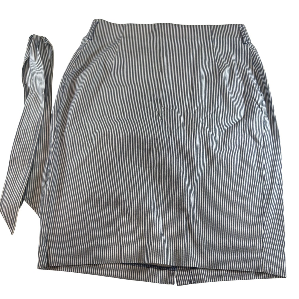 Lane‎ Bryant Pinstripe Pencil Skirt with Tie Waist Navy White Womens Size 16